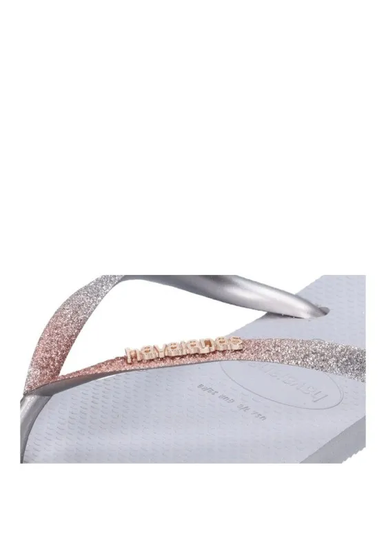Chanclas sandalias playa HAVAIANAS square glitter gris
