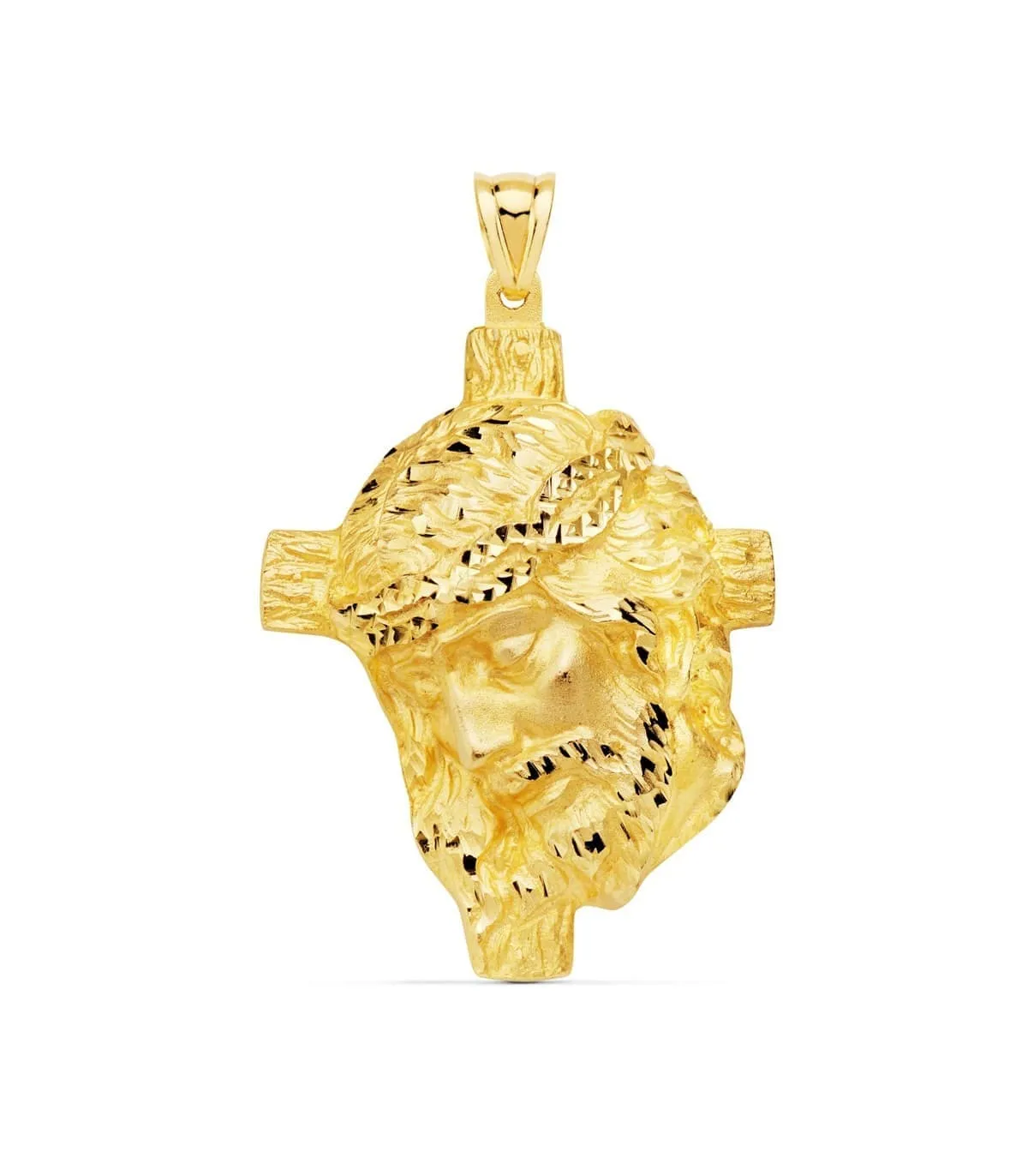 Colgante Busto Cristo Cruz Oro Amarillo 18K 48 mm