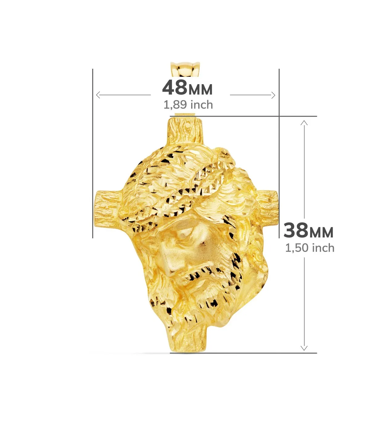 Colgante Busto Cristo Cruz Oro Amarillo 18K 48 mm
