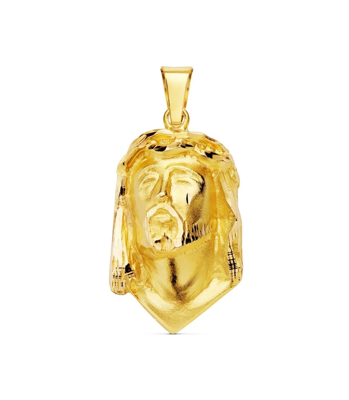 Colgante Busto Cristo Lágrima Oro Amarillo 18K 28 mm