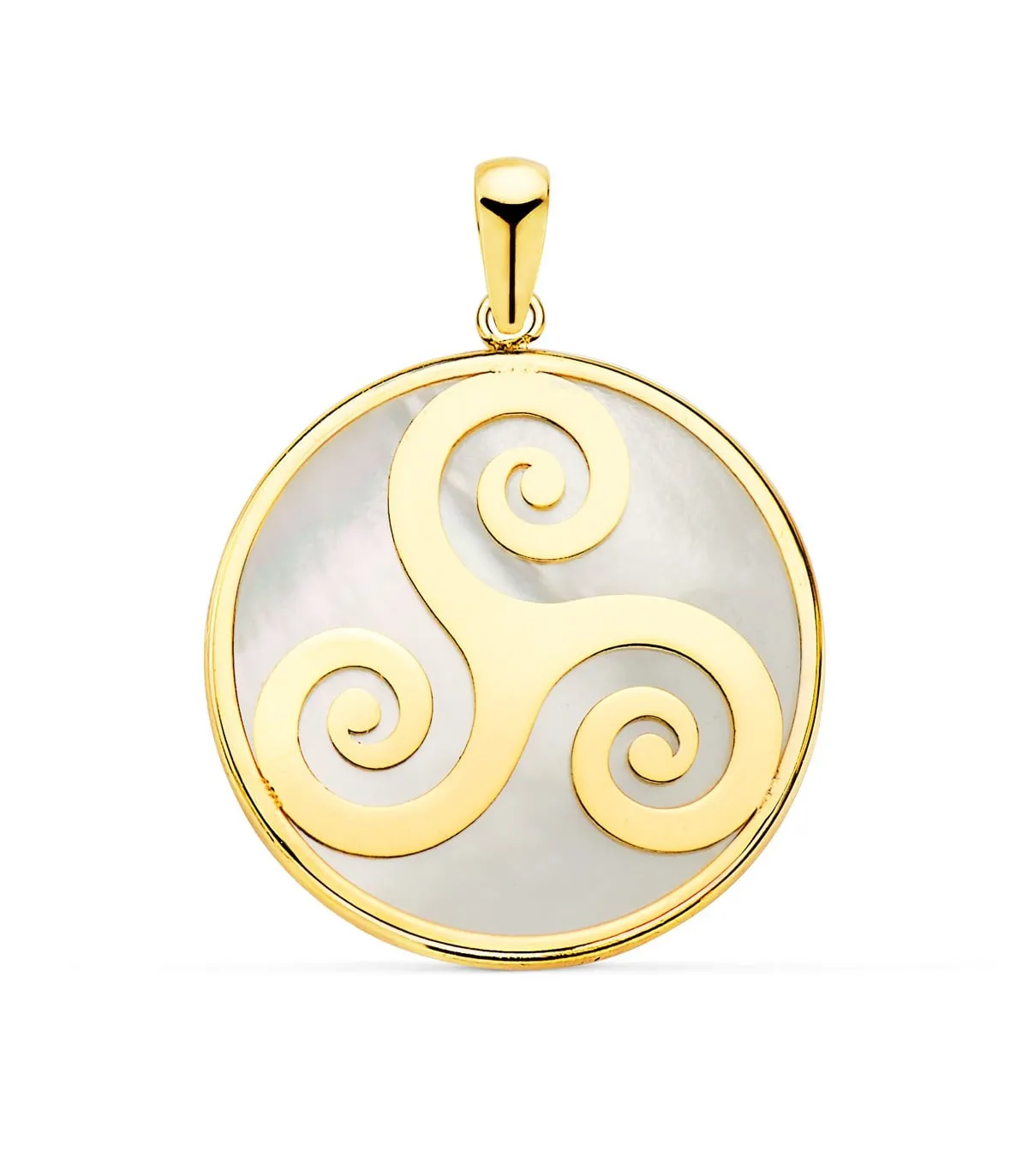 Colgante Celta Triskel Oro Amarillo 18K Nácar