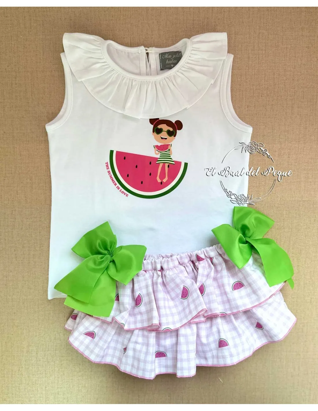 Conjunto Camiseta y Braguita Mon Petit Bonbon Sandía