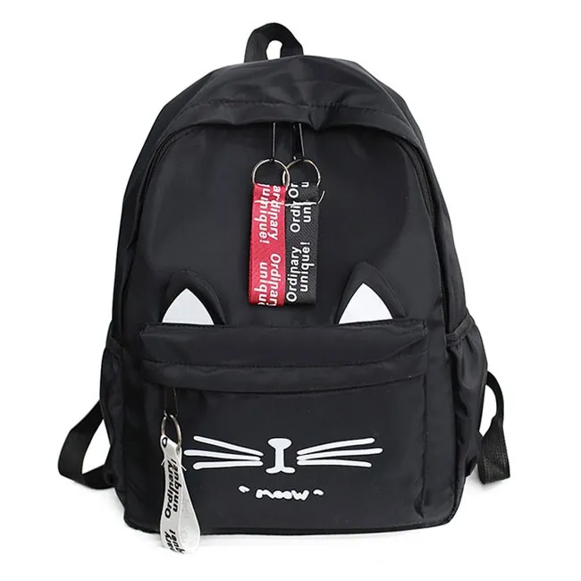 Cute Cartoon Cat Student Bag Large Kitten Canvas School Backpack