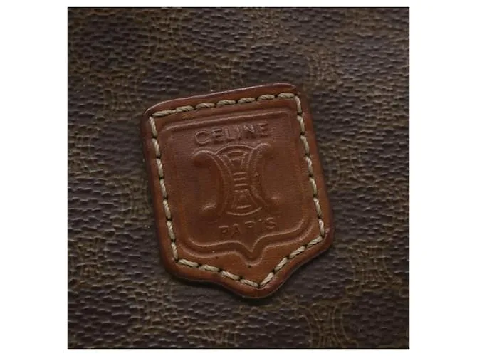 Céline CELINE Funda de lona Macadam Cuero PVC Marrón Auth yk9282 Castaño 