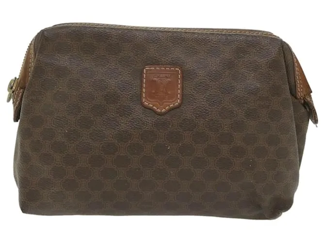 Céline CELINE Funda de lona Macadam Cuero PVC Marrón Auth yk9282 Castaño 