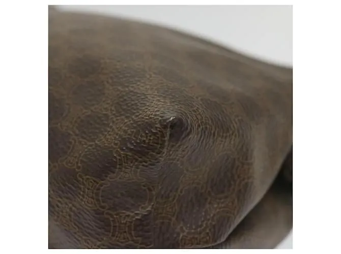 Céline CELINE Funda de lona Macadam Cuero PVC Marrón Auth yk9282 Castaño 