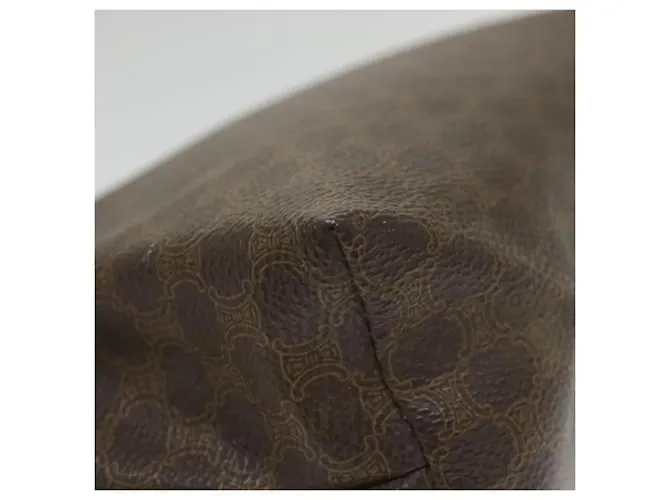 Céline CELINE Funda de lona Macadam Cuero PVC Marrón Auth yk9282 Castaño 