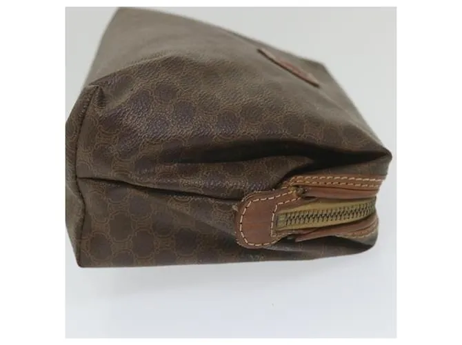 Céline CELINE Funda de lona Macadam Cuero PVC Marrón Auth yk9282 Castaño 