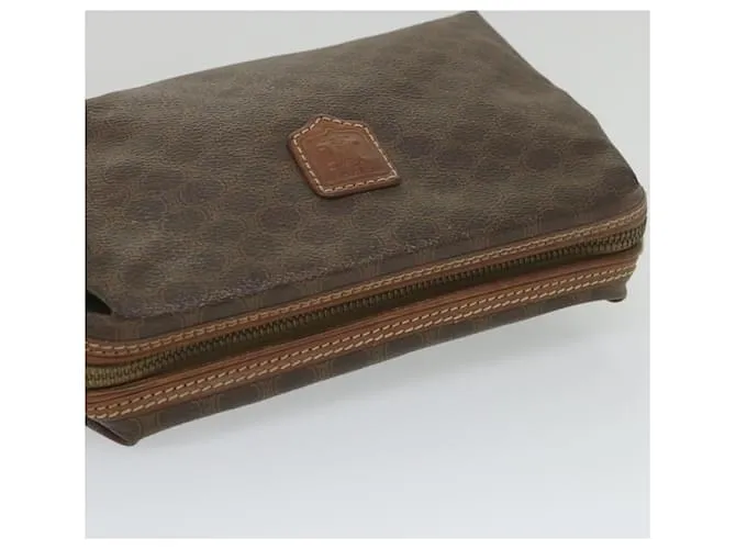 Céline CELINE Funda de lona Macadam Cuero PVC Marrón Auth yk9282 Castaño 