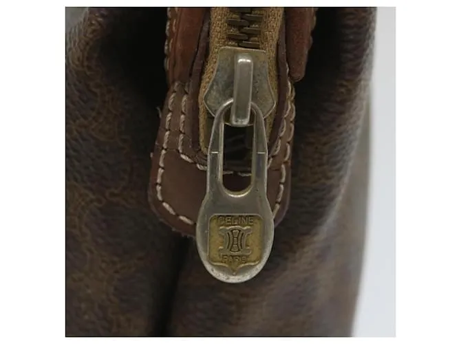 Céline CELINE Funda de lona Macadam Cuero PVC Marrón Auth yk9282 Castaño 