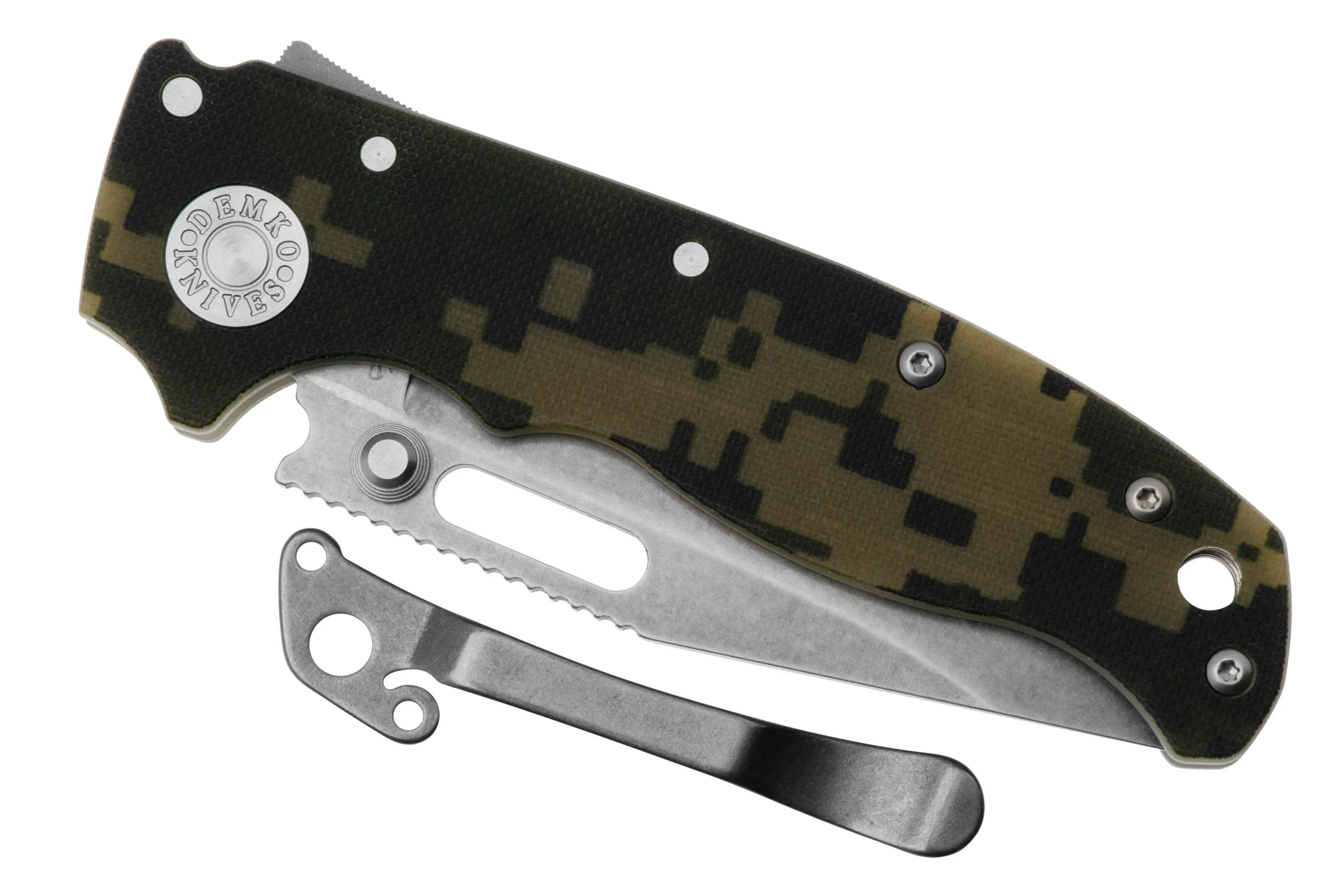 DEMKO KNIVES AD20.5 SHARKLOCK CPM 3V CLIP POINT AD2053VCPDC DIGICAMO G10, NAVAJA