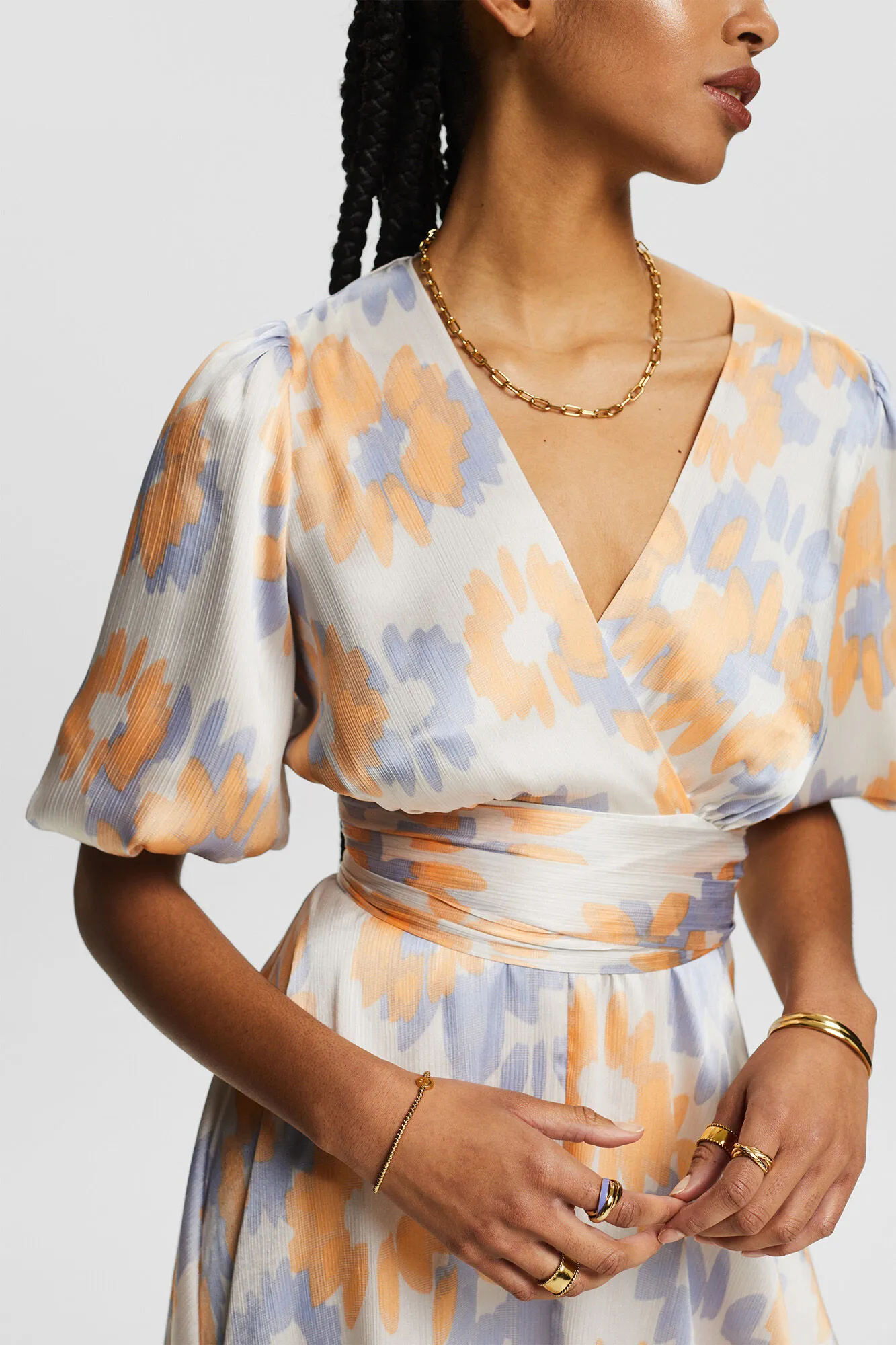 Esprit Vestido midi estampado abstracto material sostenible