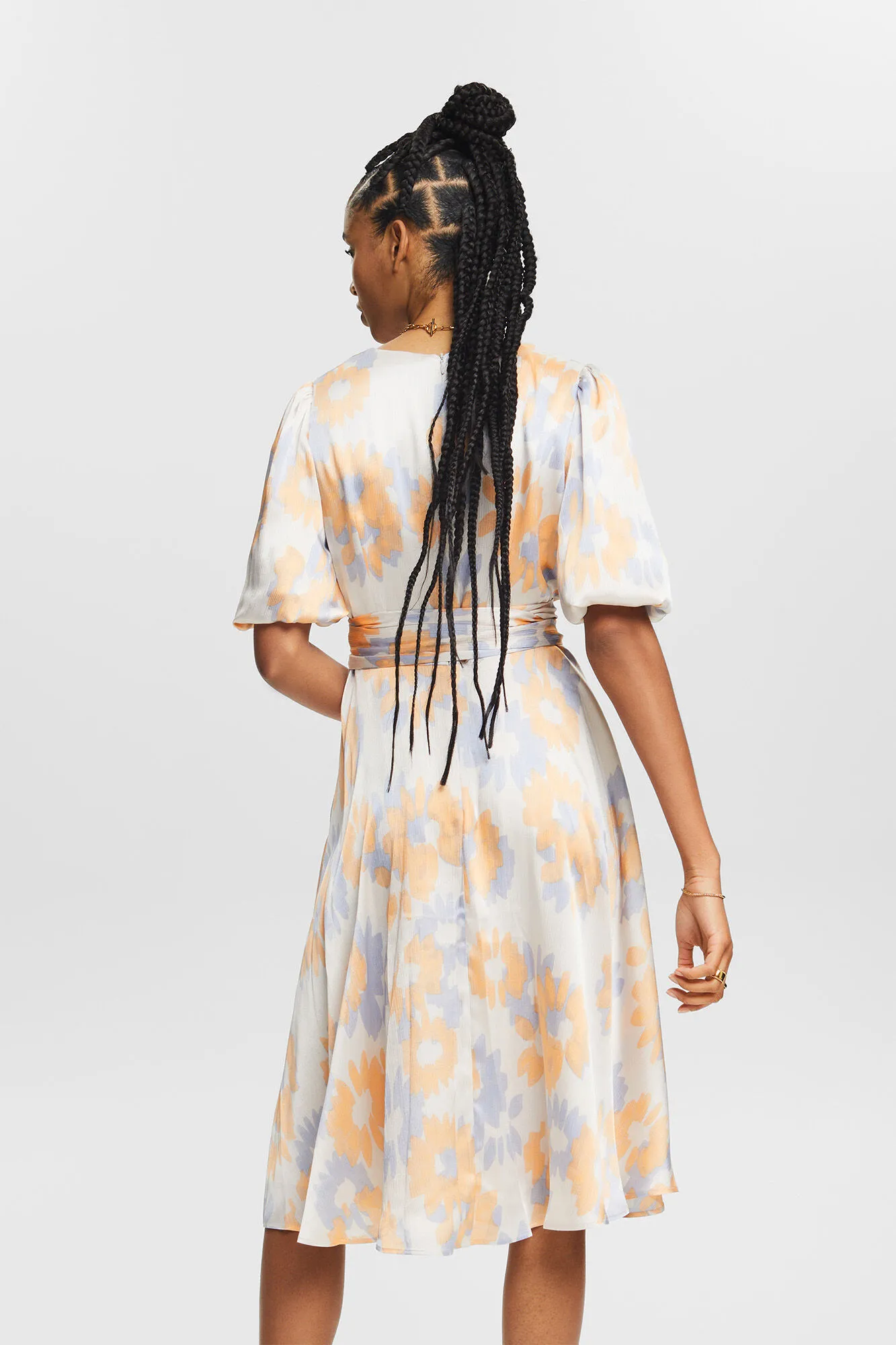Esprit Vestido midi estampado abstracto material sostenible