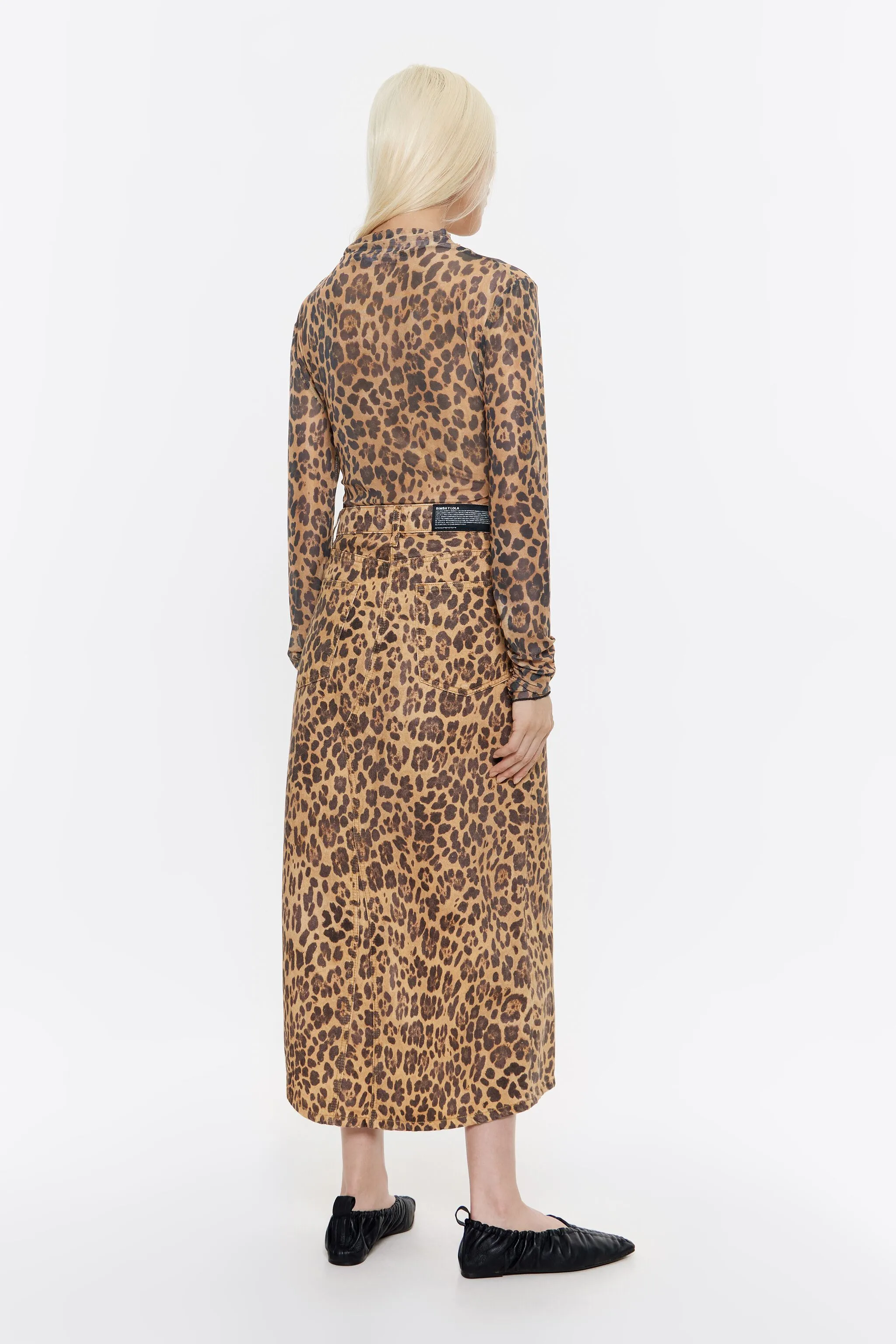 Falda denim línea A Leopard natural