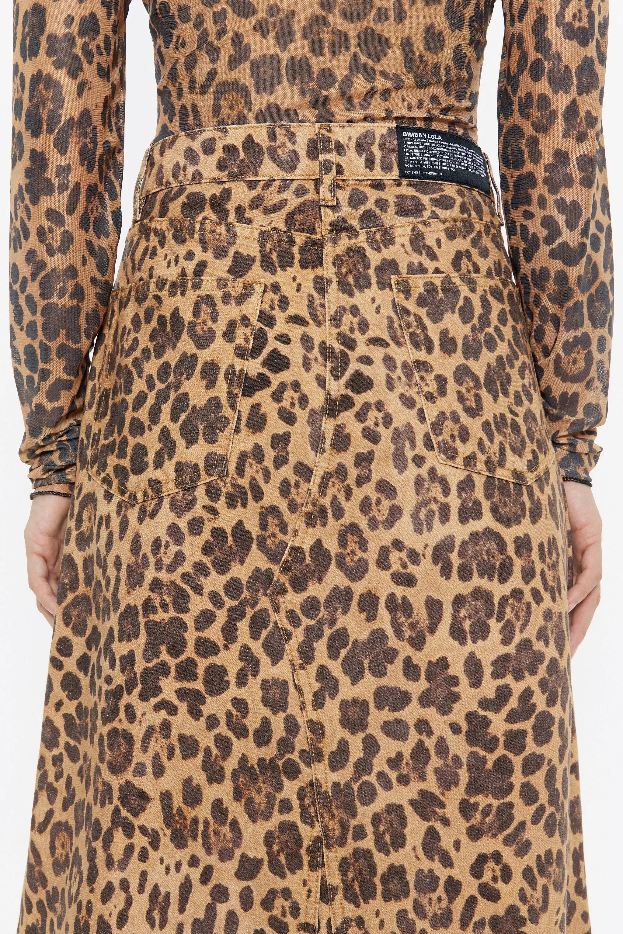 Falda denim línea A Leopard natural