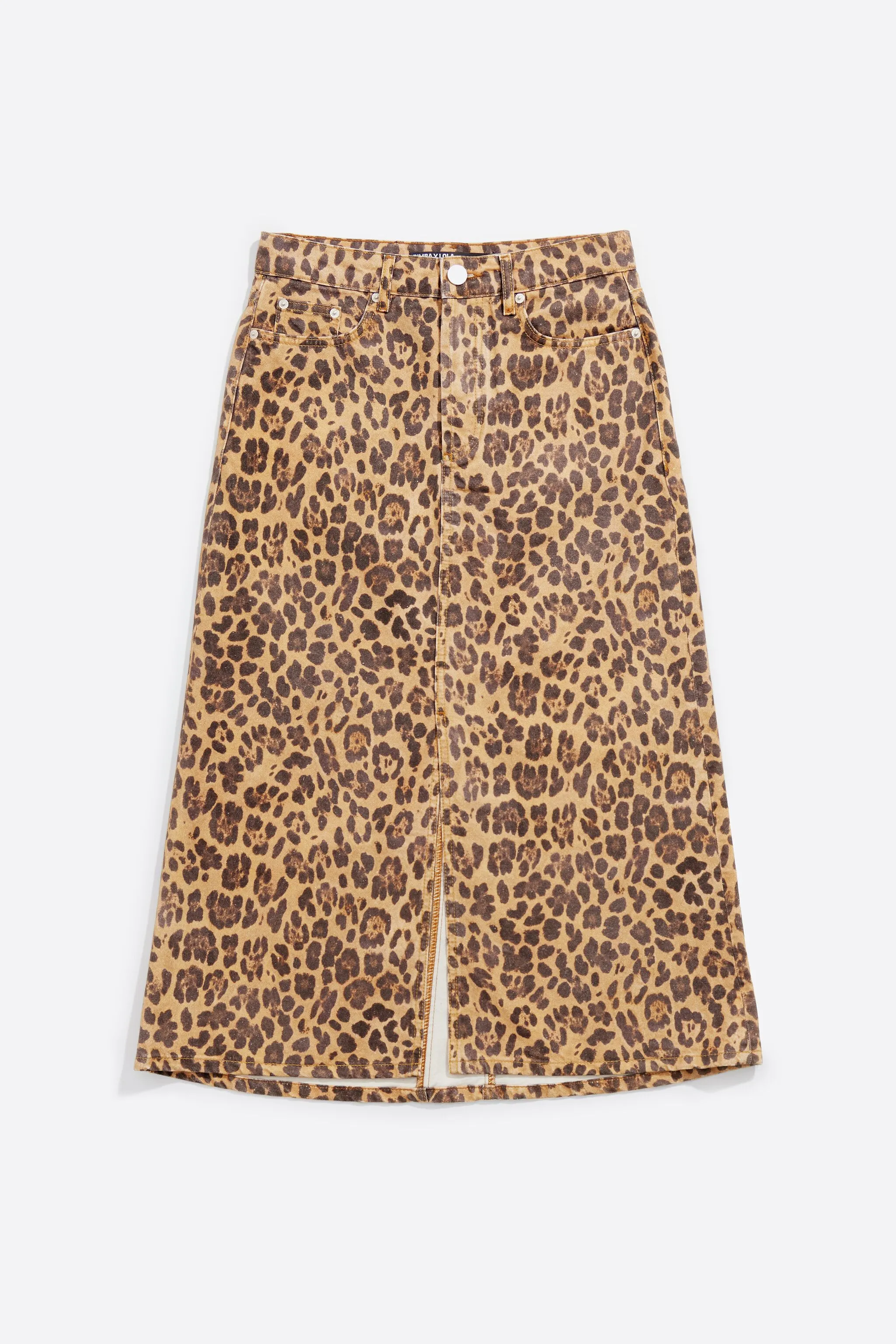 Falda denim línea A Leopard natural