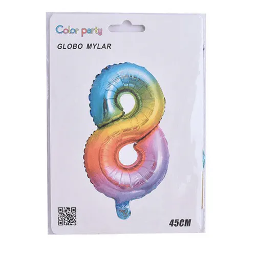 Globo De Cumpleaños Numero 8 45 Cm Multicolor
