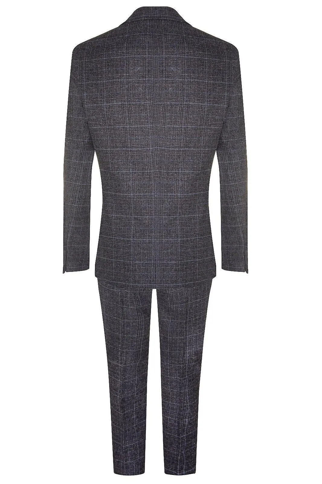 Hombre gris cheque 3 piezas traje de tweed peaky blinders