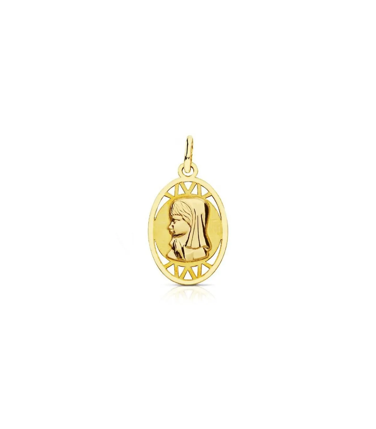 Medalla Virgen niña oval 18 Ktes