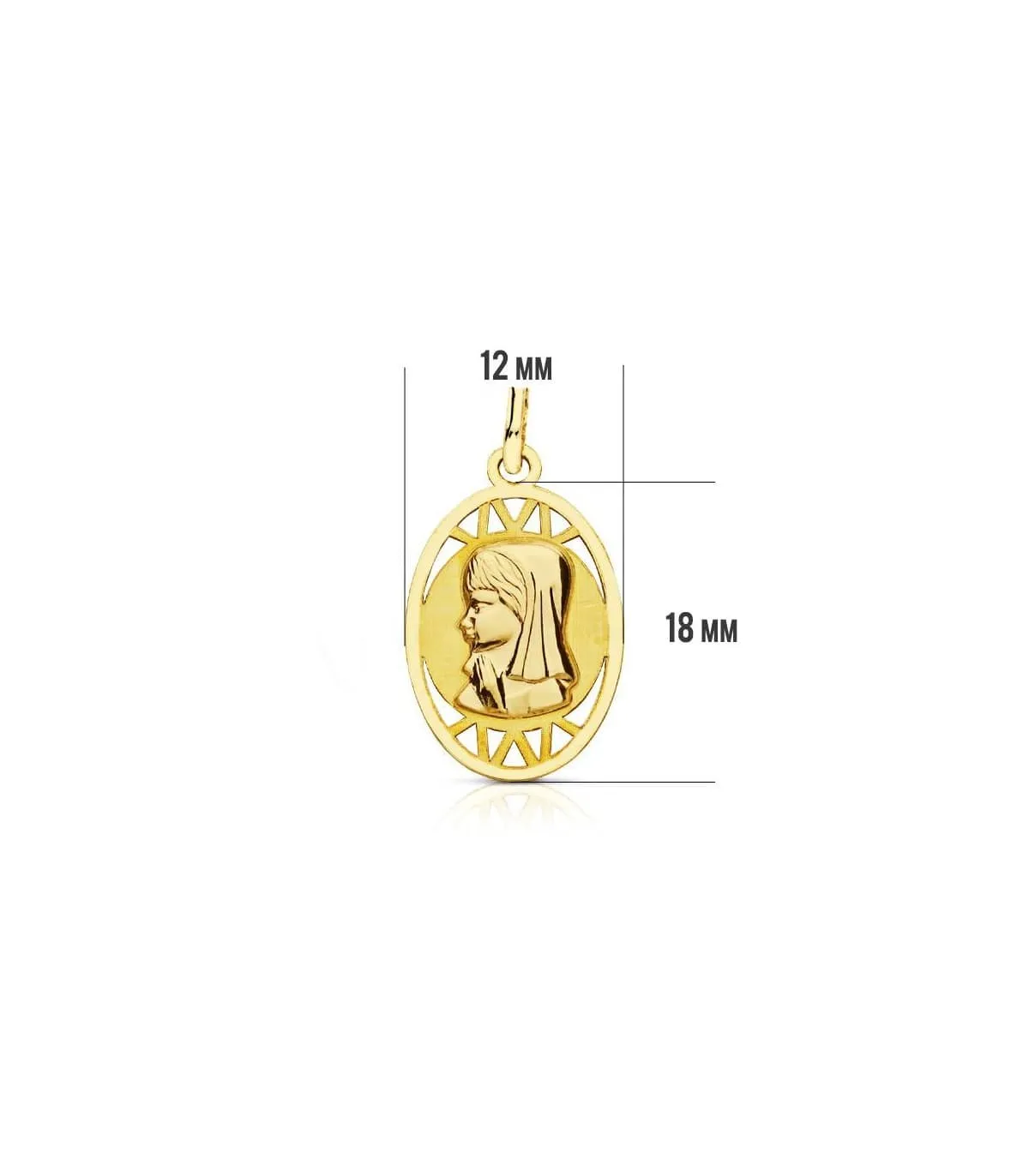 Medalla Virgen niña oval 18 Ktes
