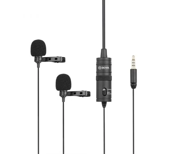 MICRóFONO CON CABLE BOYA BYM1DM MICRóFONO DE SOLAPA DUAL