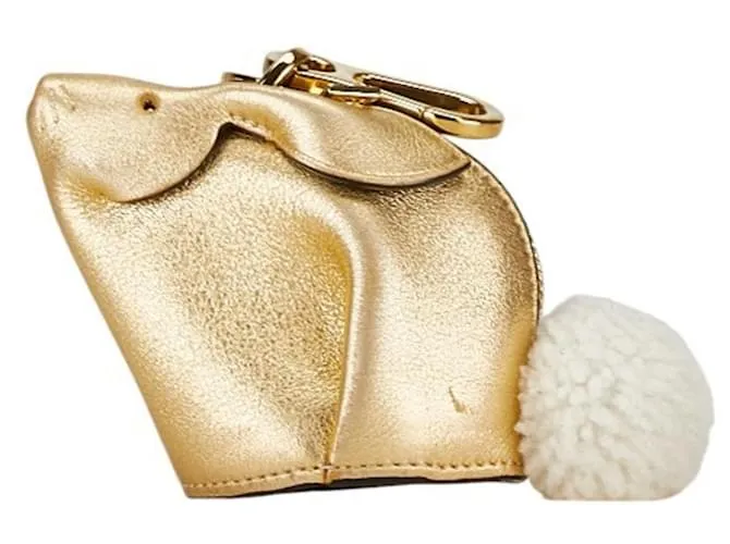 Monedero con motivo de conejo Loewe en cuero dorado 