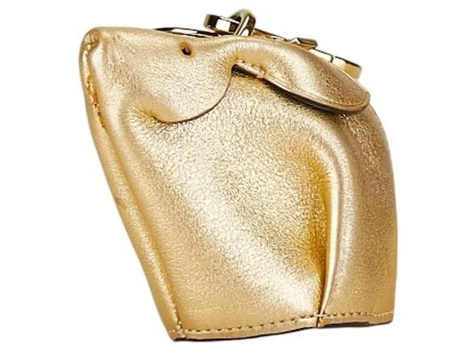 Monedero con motivo de conejo Loewe en cuero dorado 