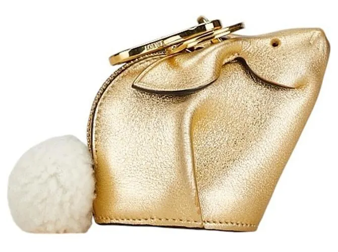 Monedero con motivo de conejo Loewe en cuero dorado 