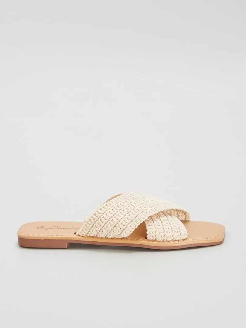 MULES PLANAS DE CROCHé  BEIGE