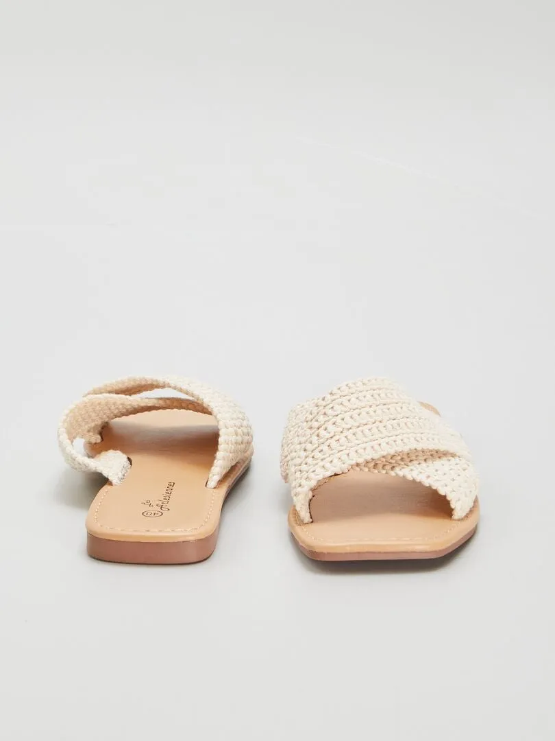 MULES PLANAS DE CROCHé  BEIGE