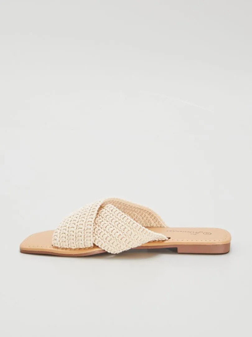 MULES PLANAS DE CROCHé  BEIGE