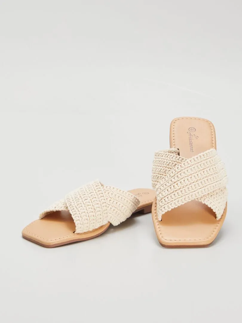 MULES PLANAS DE CROCHé  BEIGE