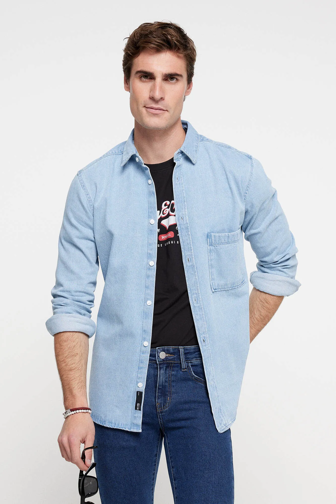 Only & Sons Camisa denim bolsillo