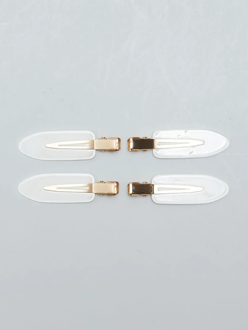 PACK DE 4 PINZAS DE PúAS PLANAS  BEIGE