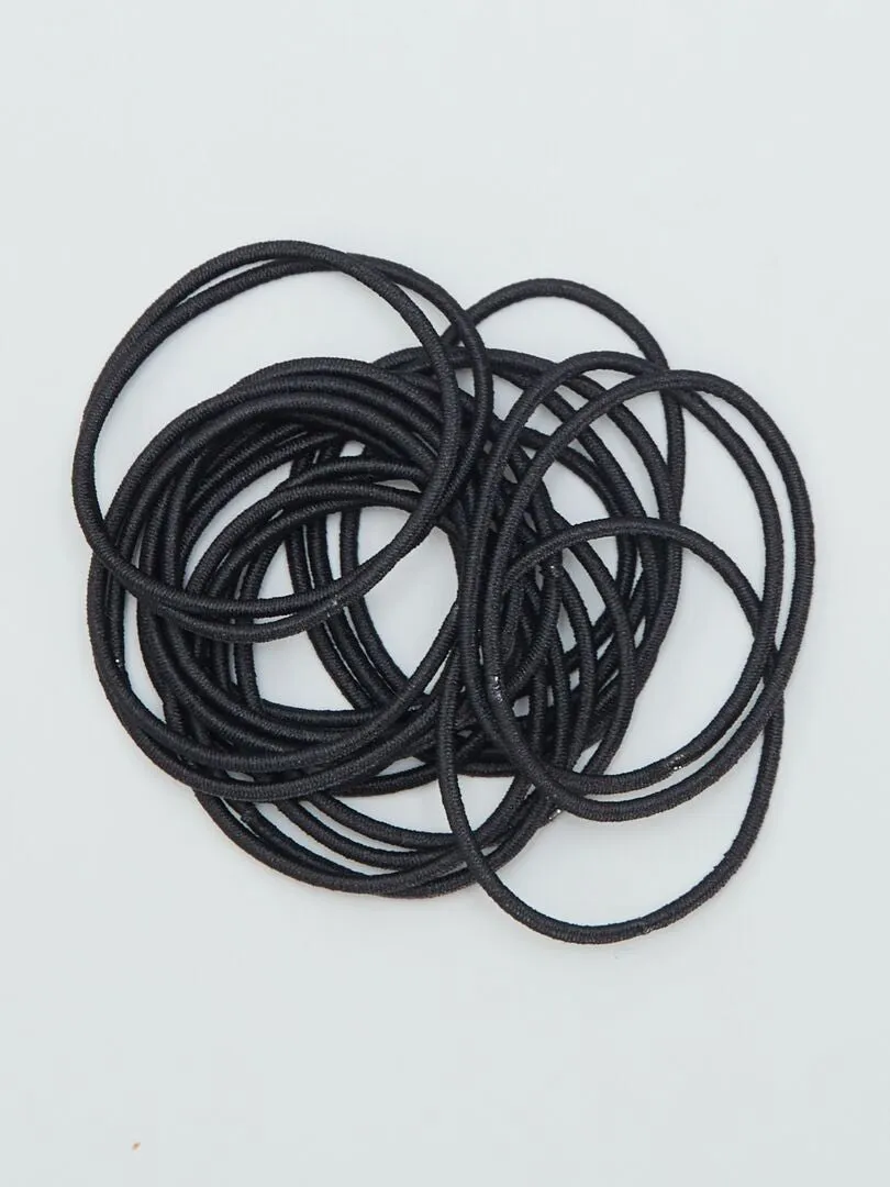 PACK DE GOMAS PARA EL PELO PLANAS  NEGRO