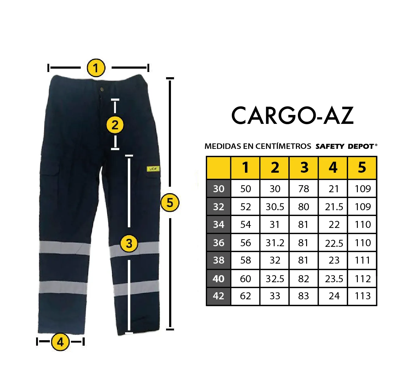 PANTALóN CARGO AZUL CON REFLEJANTE MOD. CARGOAZ  MARCA LICA