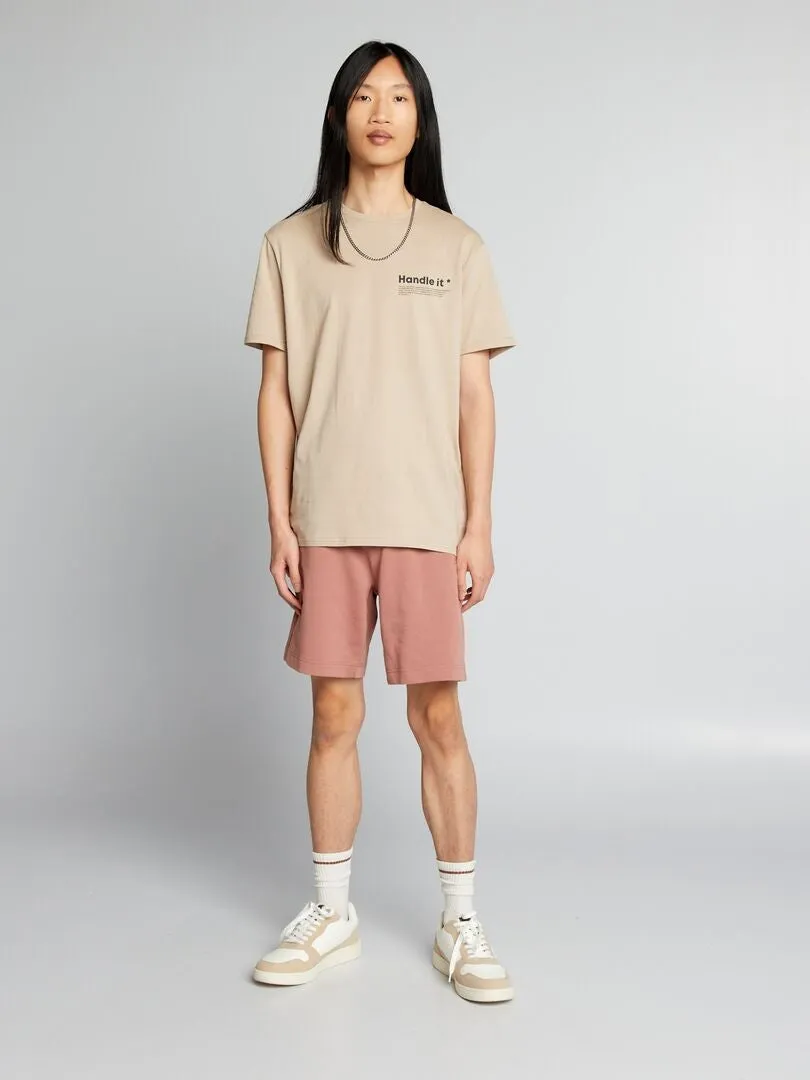 PANTALóN CORTO DE CHáNDAL CON BOLSILLOS CON CREMALLERA  MARRON