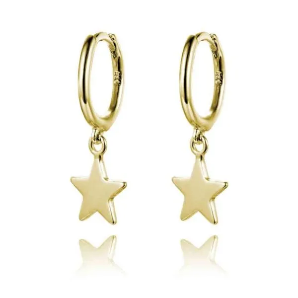 Pendientes en Plata de ley Aro Estrella Gold