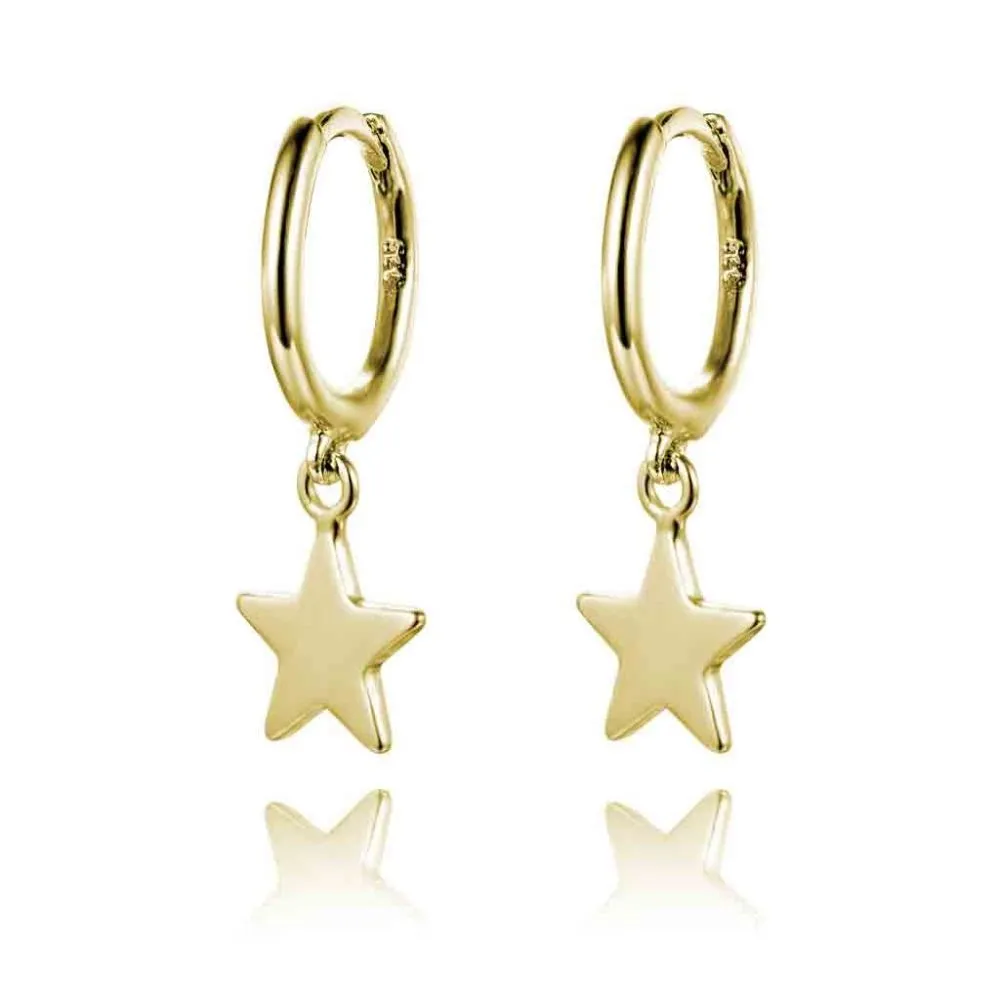 Pendientes en Plata de ley Aro Estrella Gold