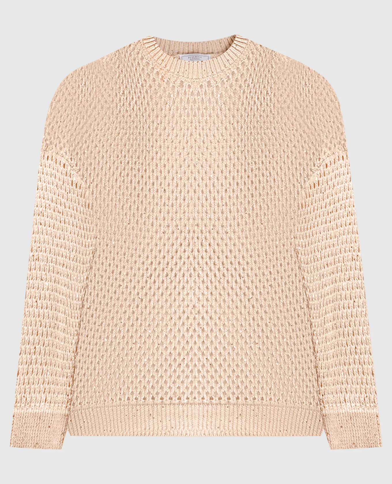 Peserico Beige openwork jumper with sequins