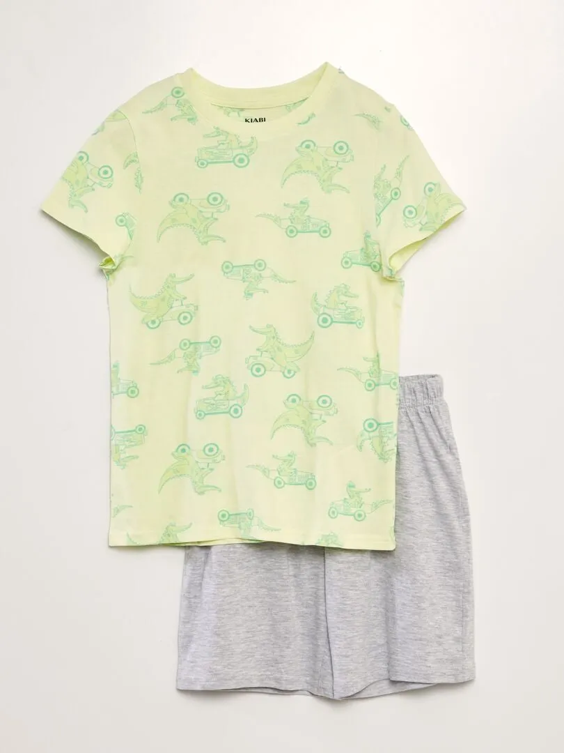 PIJAMA CORTO CAMISETA + SHORT  2 PIEZAS  VERDE