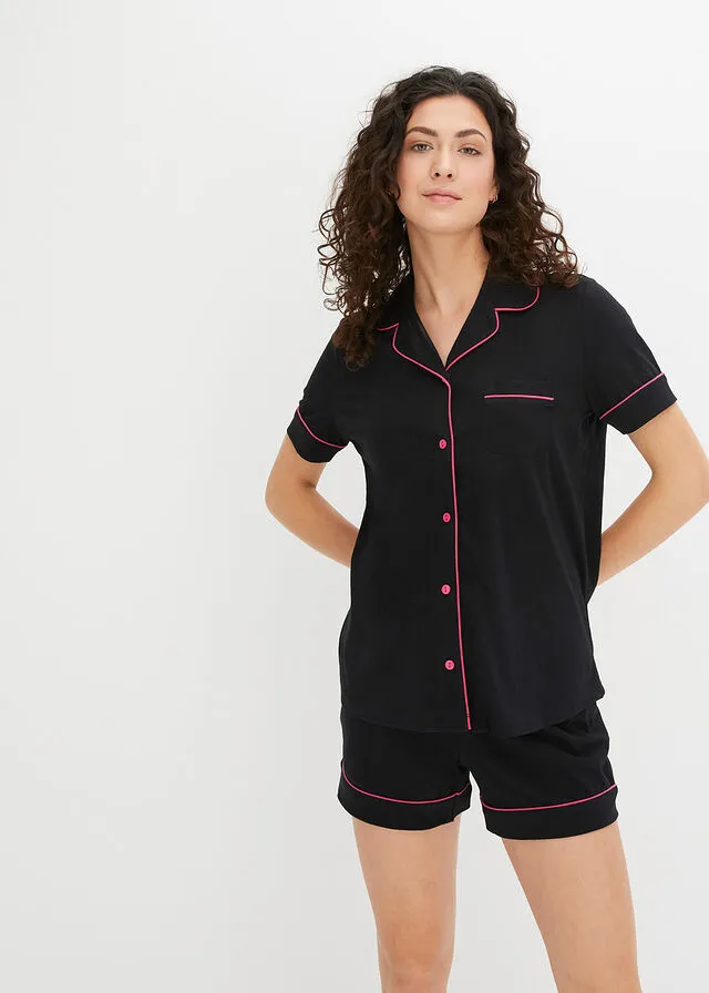 Pijama corto Negro