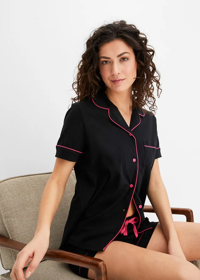 Pijama corto Negro