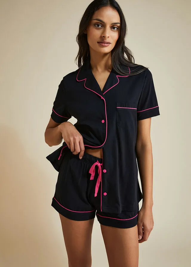 Pijama corto Negro