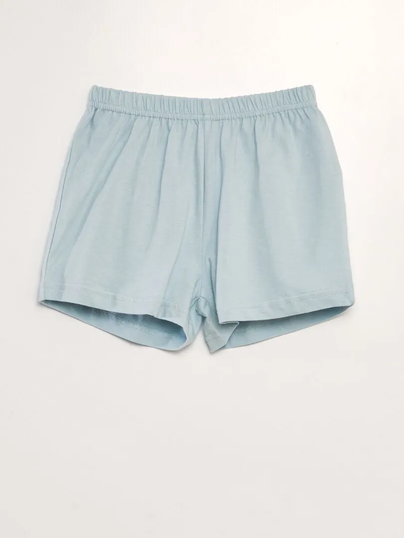 PIJAMA CORTO SHORT + CAMISETA 'CABALLITO DE MAR'  2 PIEZAS  AZUL