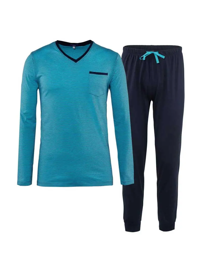 Pijama ecológico largo para hombre color azul