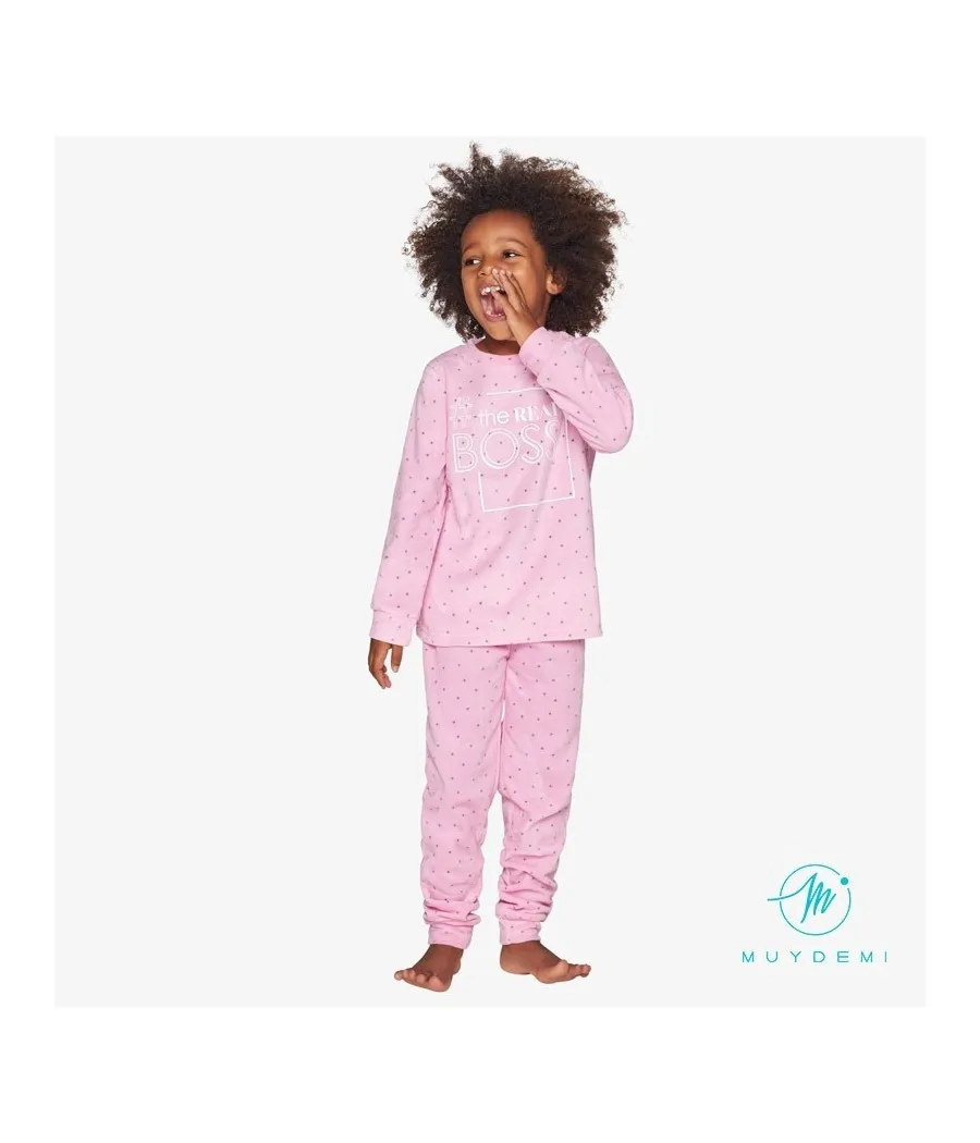Pijama térmico niña invierno Muidemi rosa Topitos Micropolar