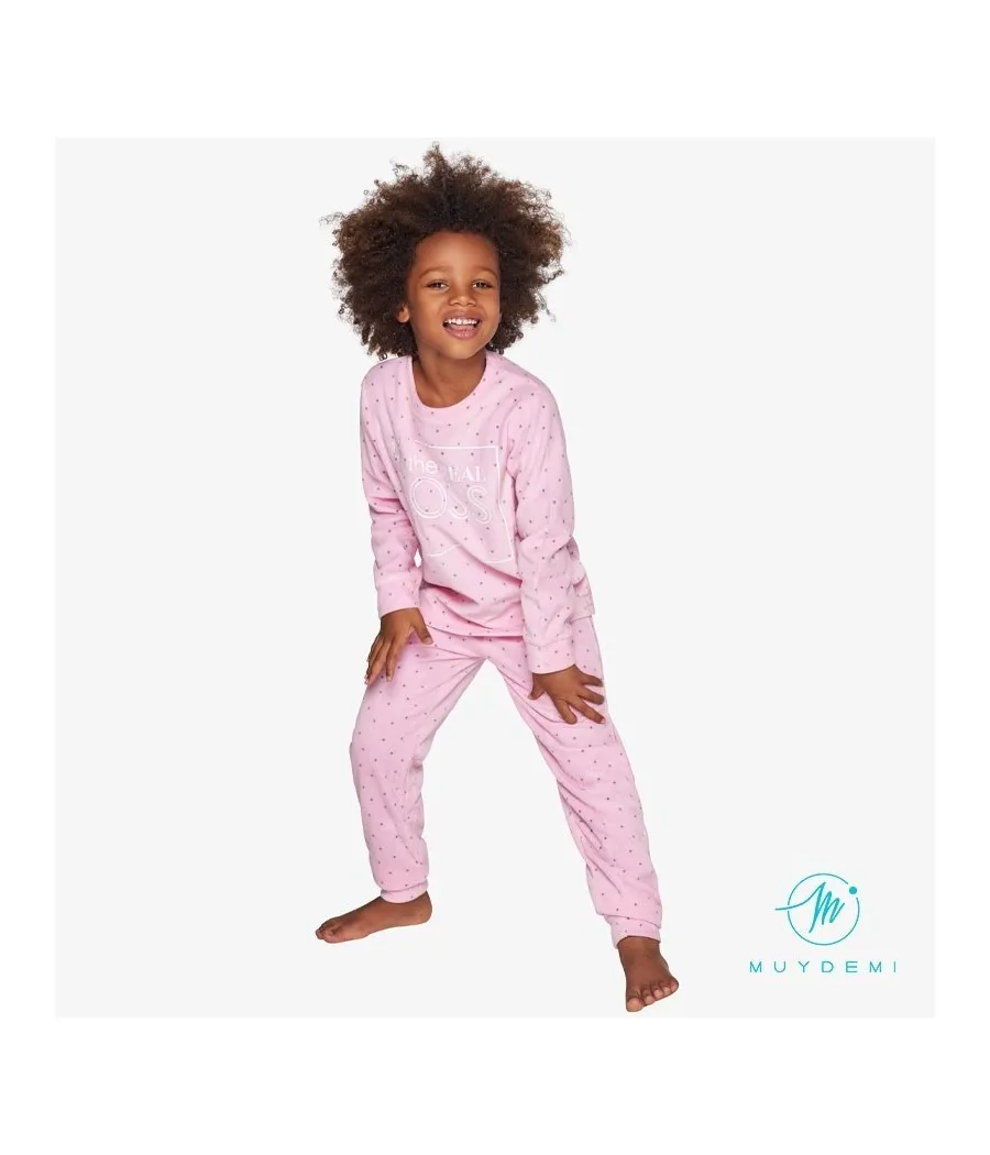 Pijama térmico niña invierno Muidemi rosa Topitos Micropolar