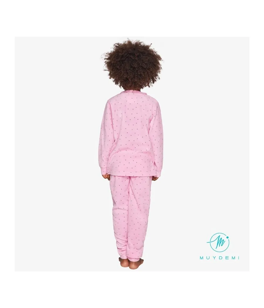 Pijama térmico niña invierno Muidemi rosa Topitos Micropolar