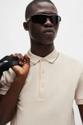 Polo slim fit en piqué de algodón con logo tonal